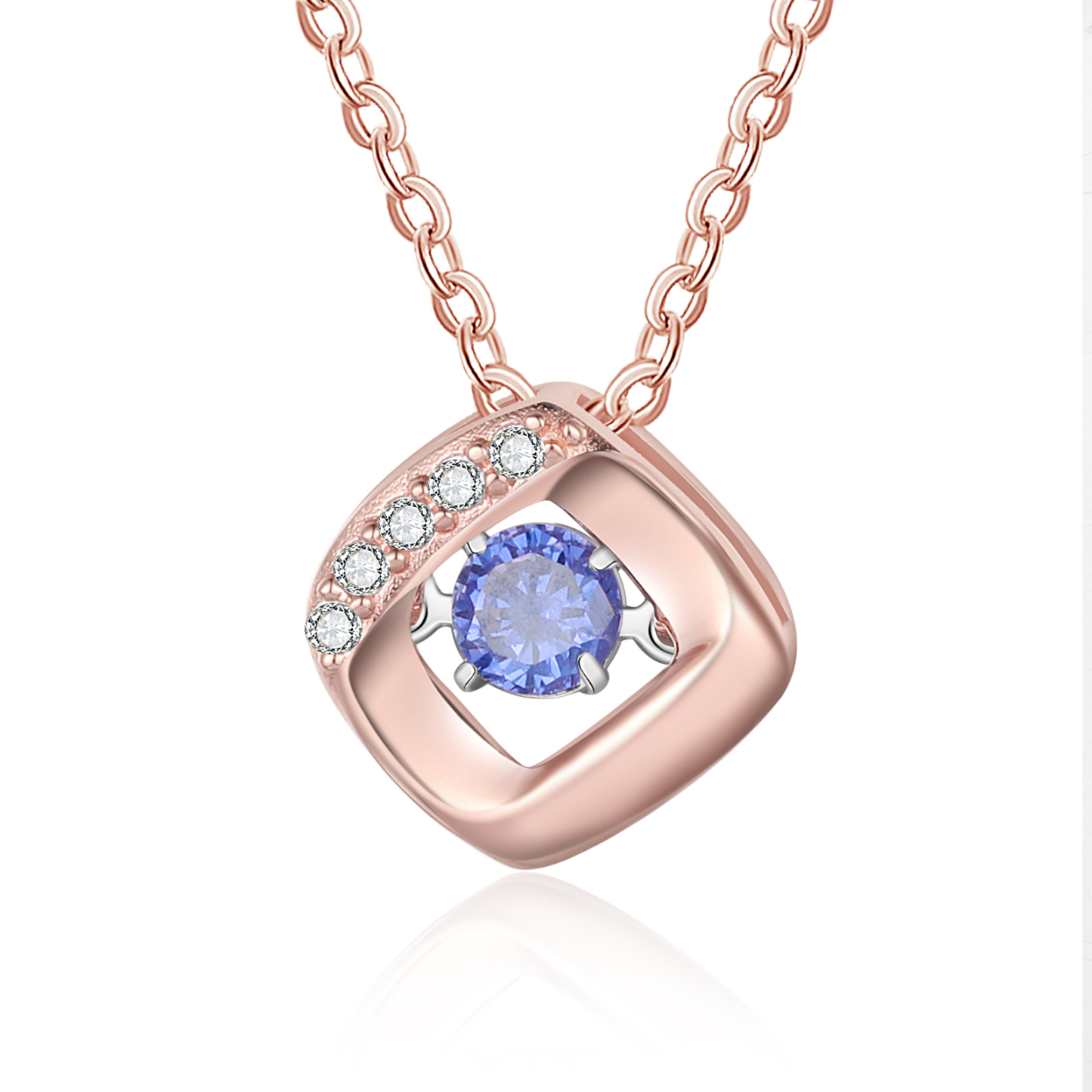 Custom Family Necklace with 1 Birthstone Engraving Names Dancing Stone Necklace-Jessemade AU