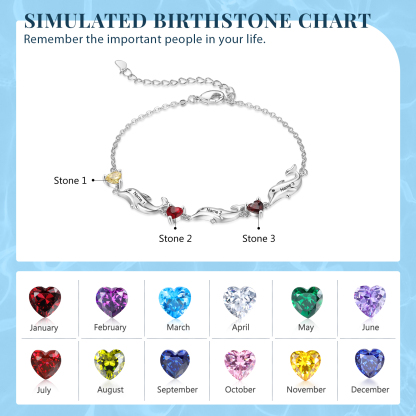 Personalised Dolphin Birthstone Bracelet Custom 3 Names & Birthstones Creative Gifts For Her-Jessemade AU