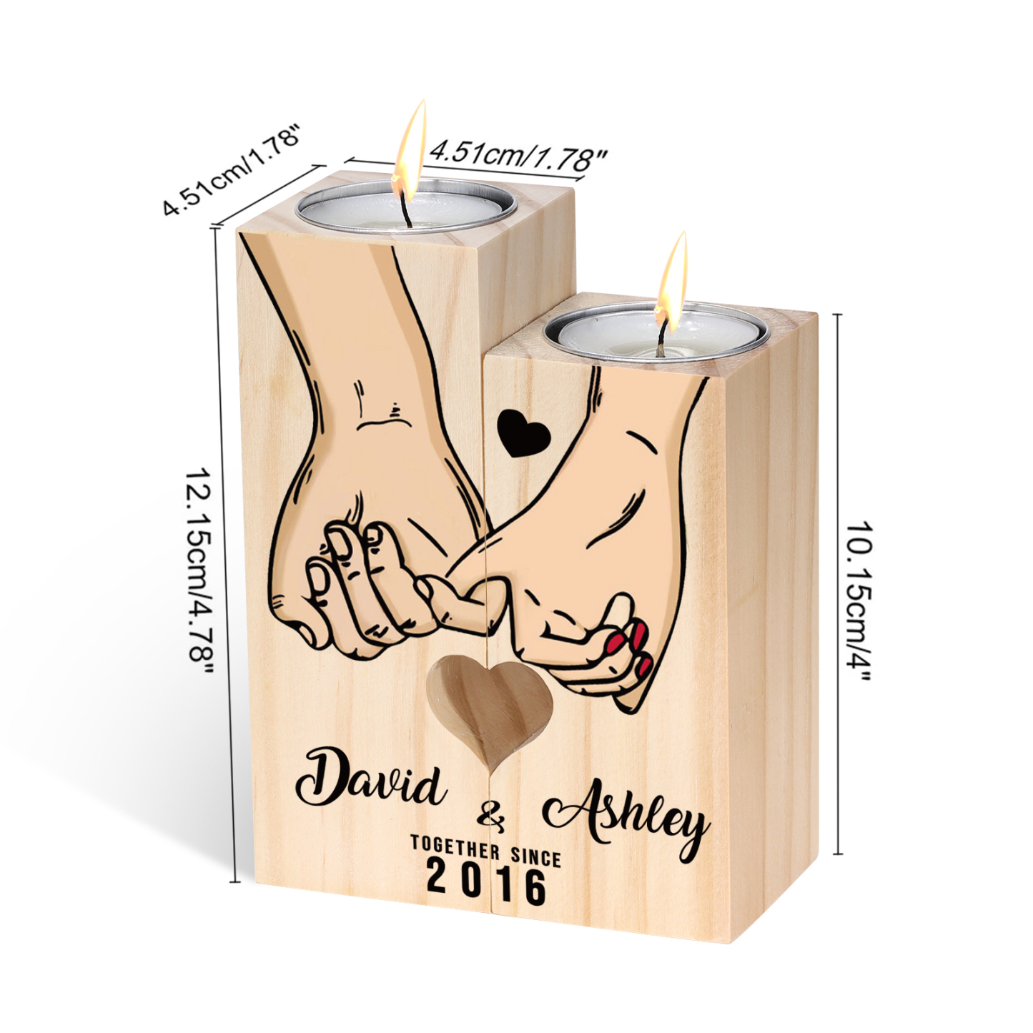 Personalised Couple Gift Set Pinky Promise Couple Candle Holder Heart Matching Keychain with Custom Names & Date Gift Box-Jessemade AU
