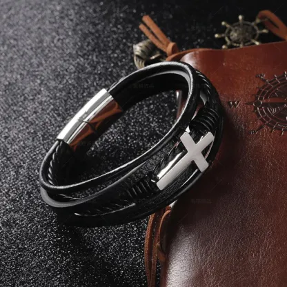 To My Son, Inspirational Leather Bracelet Bangle with Message Card Gifts For Him-Jessemade AU