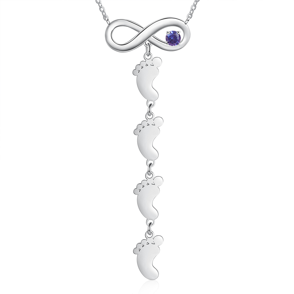 Mother's Day Gifts Personalised Infinity Baby Feet Mother Necklace Engraved 4 Names Necklace Gifts For Mom-Jessemade AU