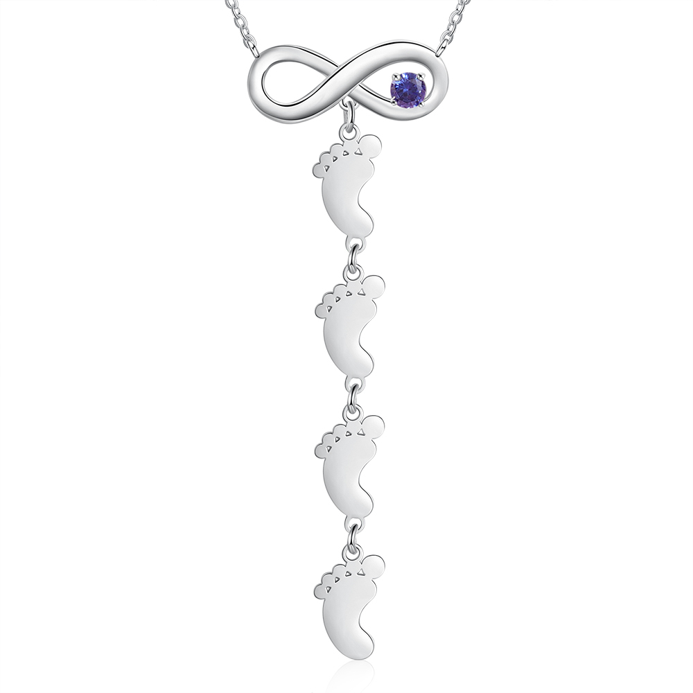 Mother's Day Gifts Personalised Infinity Baby Feet Mother Necklace Engraved 4 Names Necklace Gifts For Mom-Jessemade AU