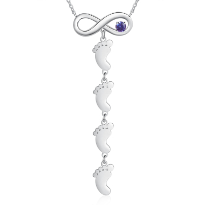 Mother's Day Gifts Personalised Infinity Baby Feet Mother Necklace Engraved 4 Names Necklace Gifts For Mom-Jessemade AU
