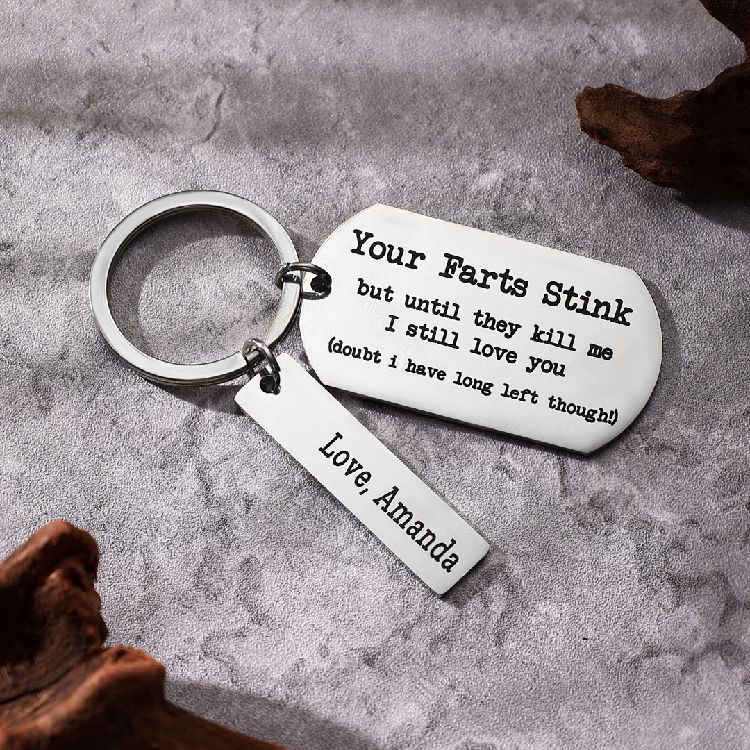 Your Farts Stink But I Love You Keychain Personalised Funny Couple Gift-Jessemade AU