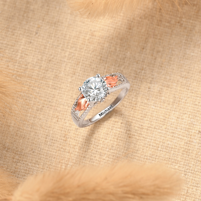 Personalised Circle Wings Memorial Ring - I Am Not A Widow. I'm A Wife To A Husband With Wings-Jessemade AU