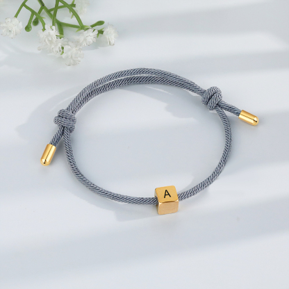 Grey Couple's Bracelet Custom Letter Engraved Beads Stainless Steel Bracelet Personalised Gift for Him/Her-Jessemade AU