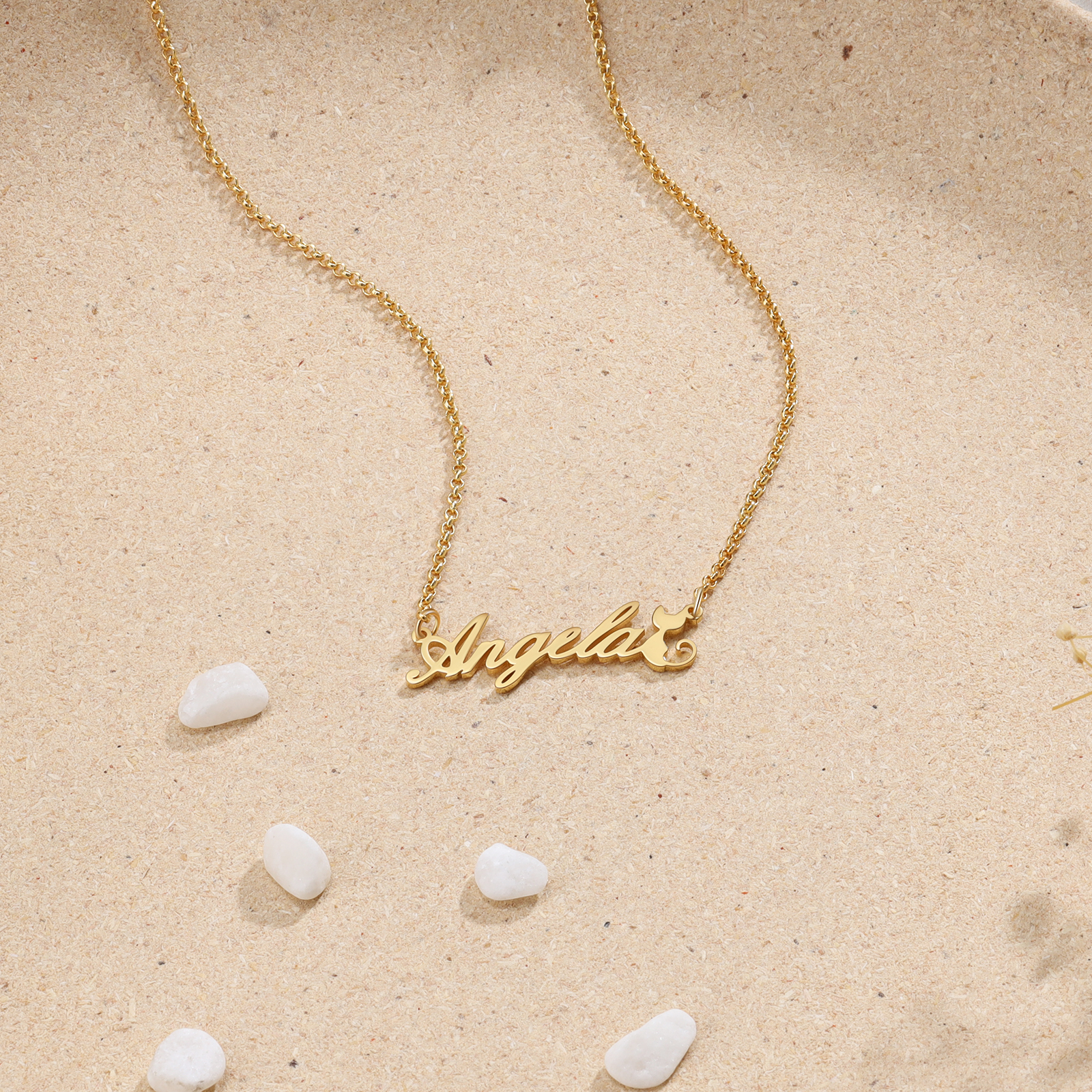 Personalised Cat Necklace Custom 1 Name Necklace Gift For Women-Jessemade AU
