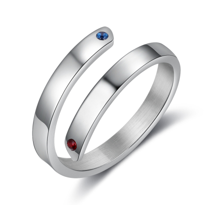 Personalised Mother Ring With 2 Birthstones Engraved Names Ring Gift For Women-Jessemade AU