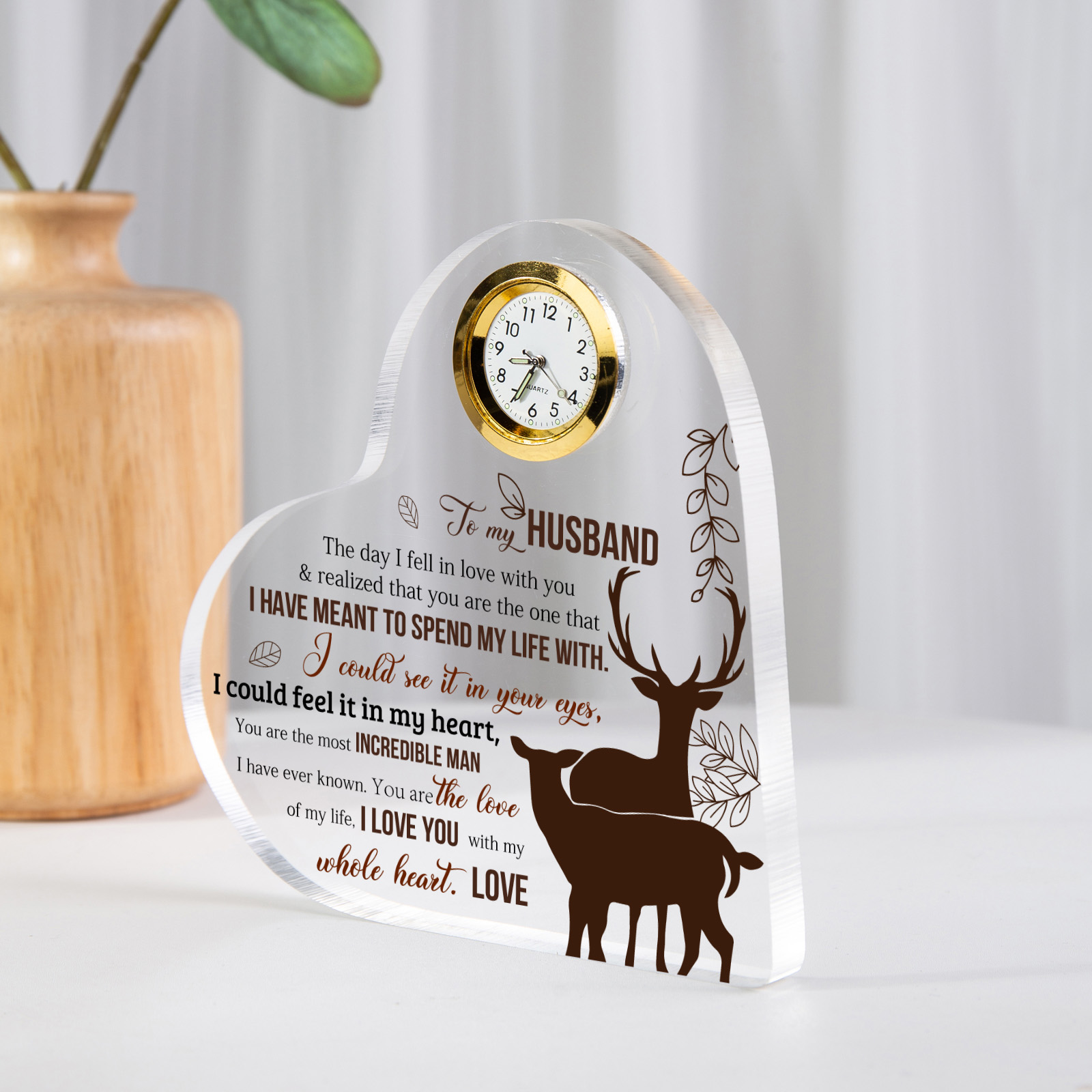 To My Husband Acrylic Heart Clock Keepsake Heart Sign - I HAVE MEANT TO SPEND MY LIFE WITH-Jessemade AU