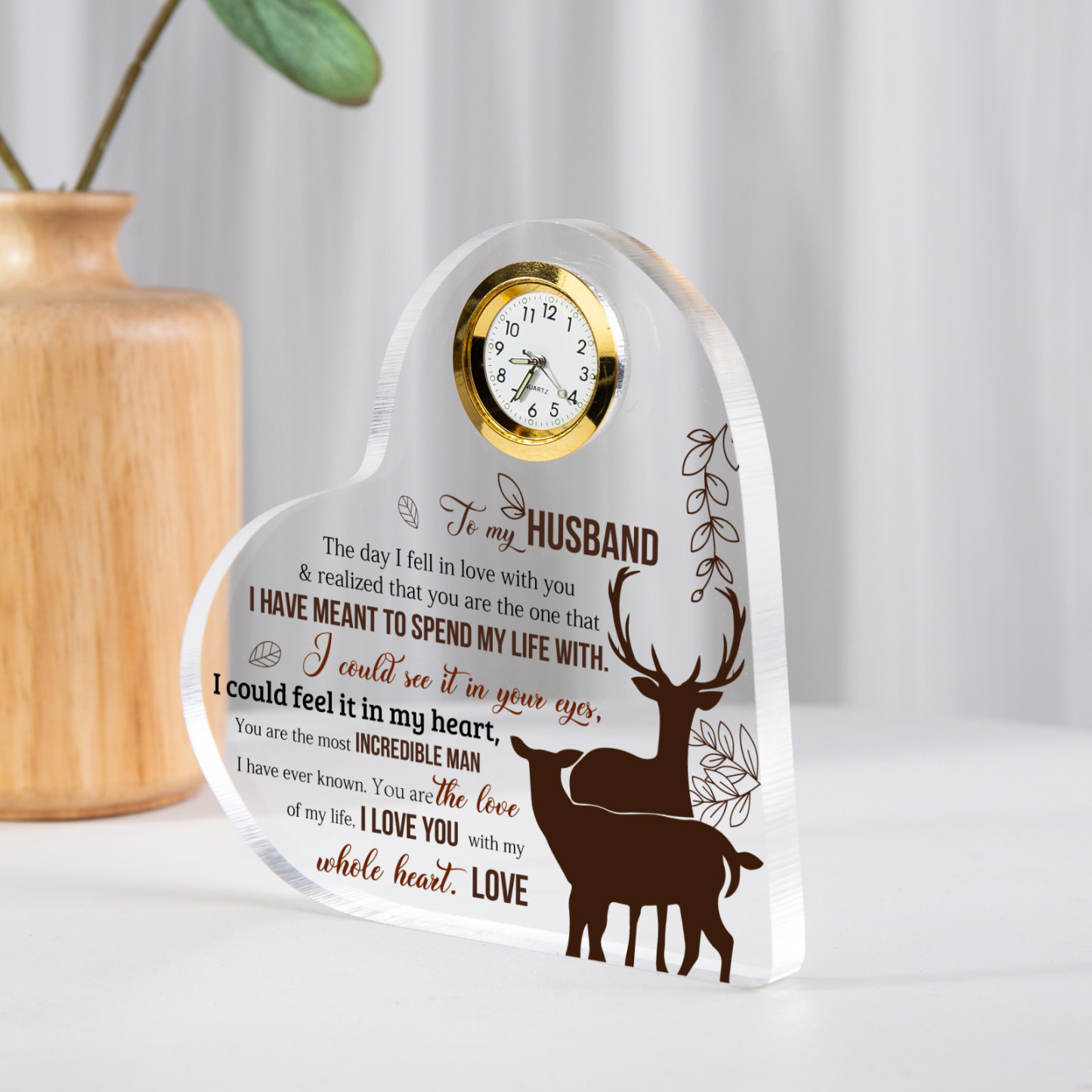 To My Husband Acrylic Heart Clock Keepsake Heart Sign - I HAVE MEANT TO SPEND MY LIFE WITH-Jessemade AU
