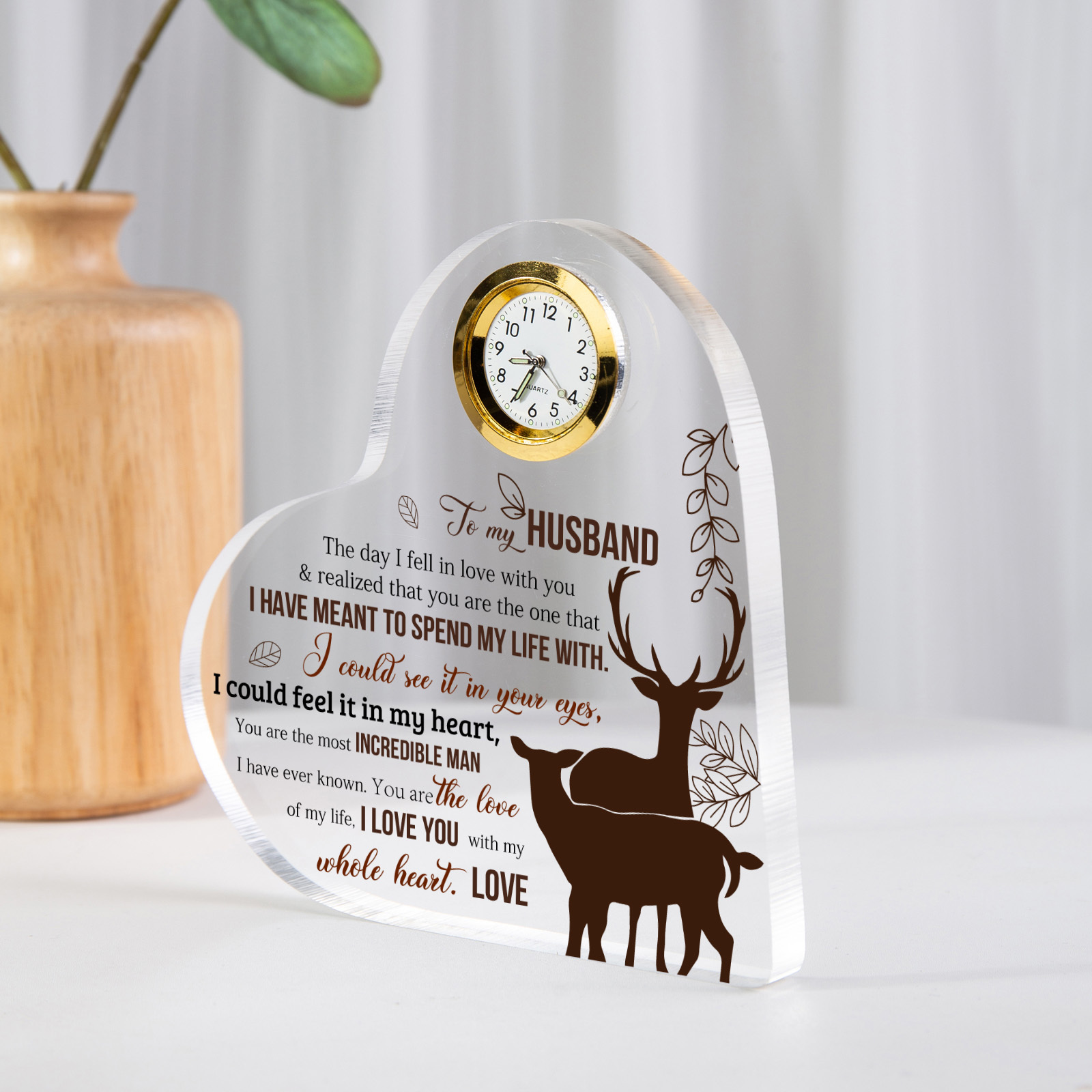 To My Husband Acrylic Heart Clock Keepsake Heart Sign - I HAVE MEANT TO SPEND MY LIFE WITH-Jessemade AU