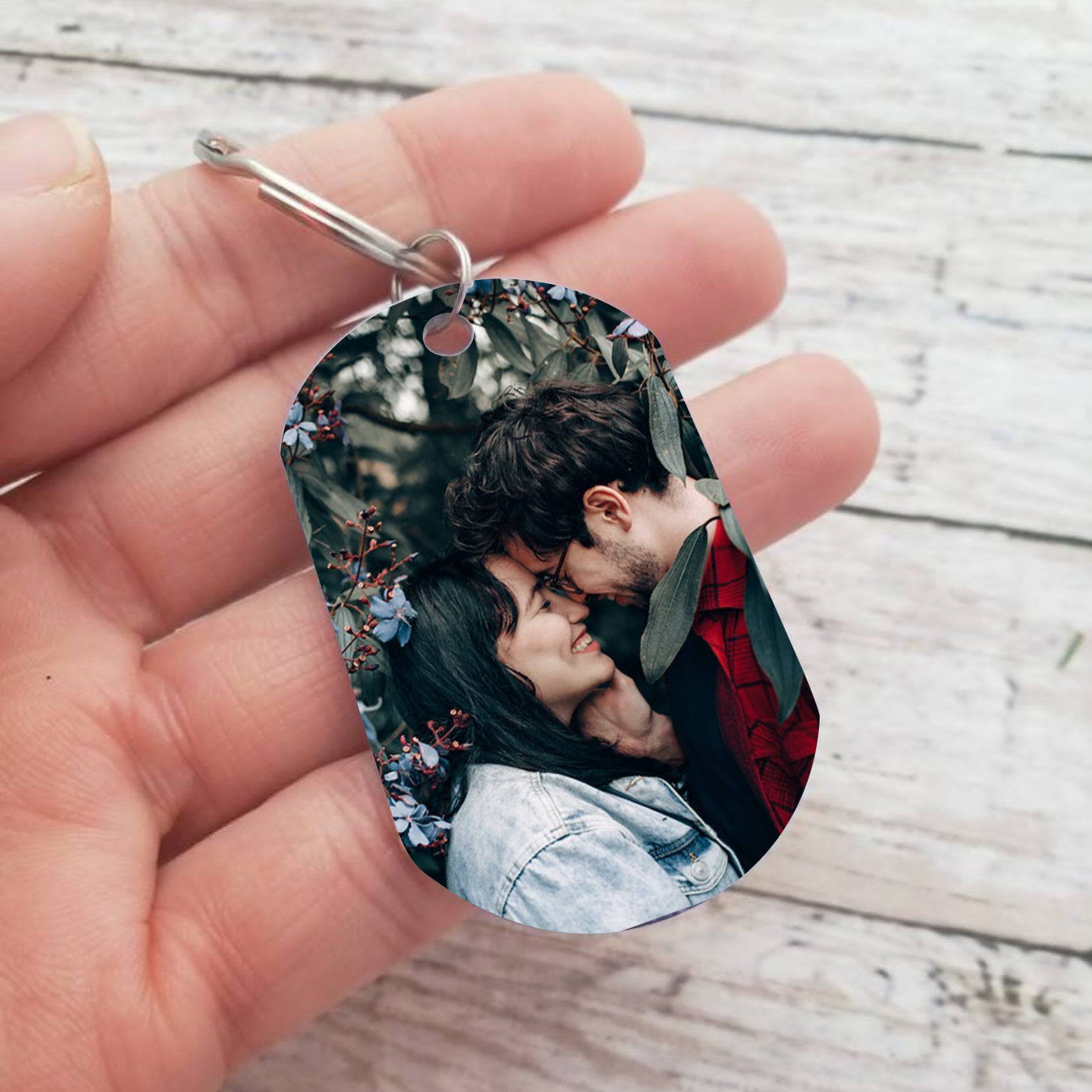 To My Love/Man Couple Keychain Custom Photo Stainless Steel Keyring Valentine's Day Gift for Couples-Jessemade AU