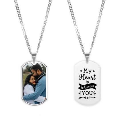 Personalised Photo Necklace Engraved Tag Keyring Gifts for Love One-Jessemade AU