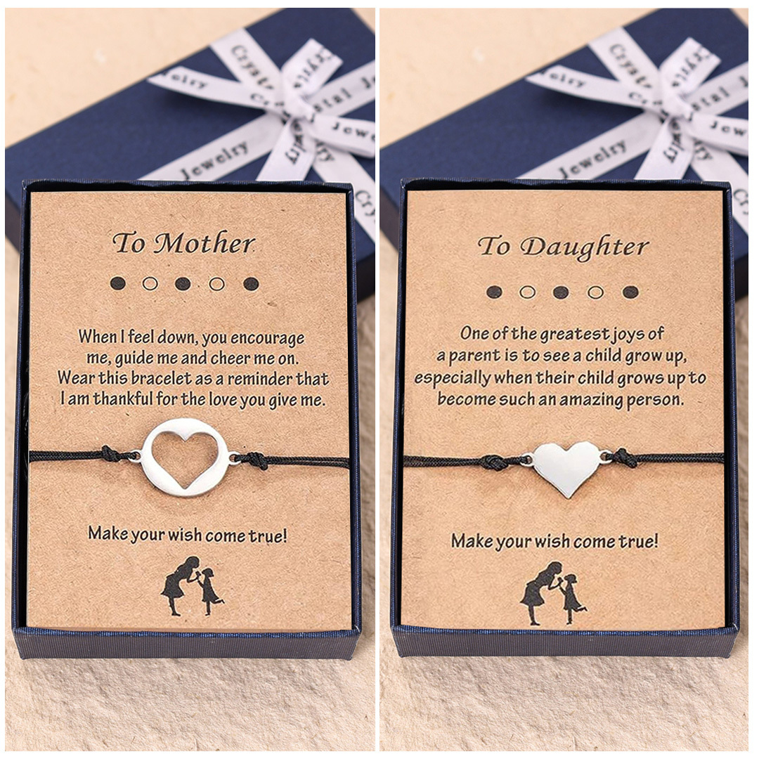 Mother and Daughter Heart Bracelet Back To School Gift Adjustable String Bracelet-Jessemade AU