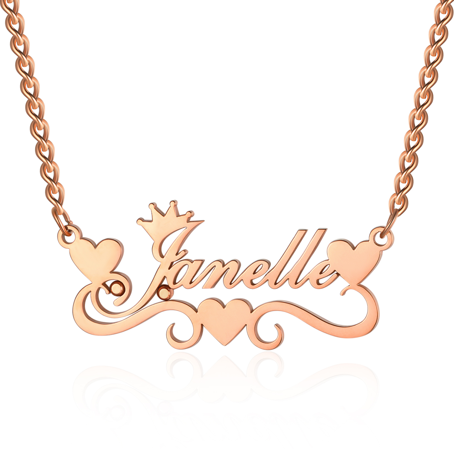 Crown Name Necklace Personalised One Name 925 Sterling Silver Hearts Necklace-Jessemade AU