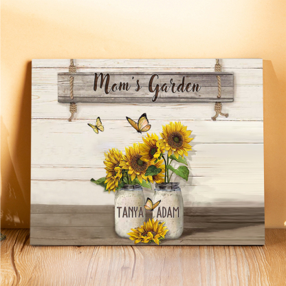 2 Names - Personalised Wooden Plaque Sunflowers Customised with Text Home Decoration Gift for Mother/Grandma-Jessemade AU