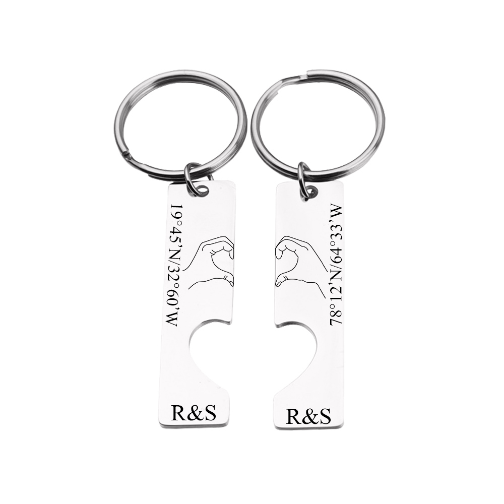 Personalised Couple Keychain Set Customised Letters & Text Matching Keyring Valentine's Day Gift for Couples-Jessemade AU