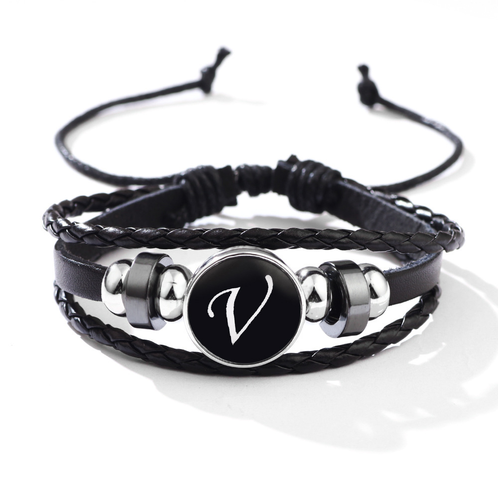 26 Letter Leather Braided Bracelets A-Z Initial Alphabet Beaded Bracelet Gifts for Women Men-Jessemade AU