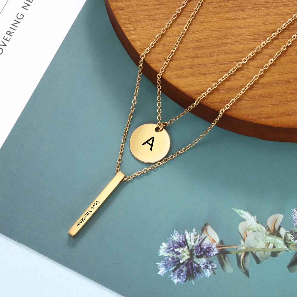 Personalised A-Z Letter Initial Vertical Bar Necklace-Jessemade AU