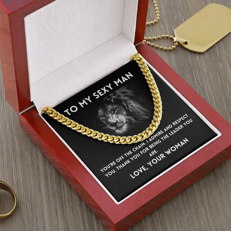To My Sexy Man-Cuban Link Chain Necklace Gift Set "I Admire And Respect You"