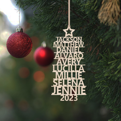 9 Names - Personalised Christmas Tree Ornaments Customised Name Xmas Wooden Decor Gifts for Family Friends-Jessemade AU