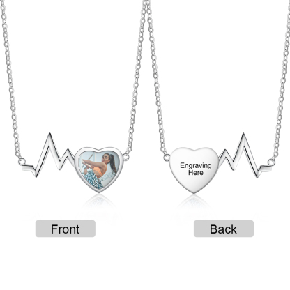 Personalised Heart Beat Necklace Custom 1 Photo Necklace Gifts For Her-Jessemade AU