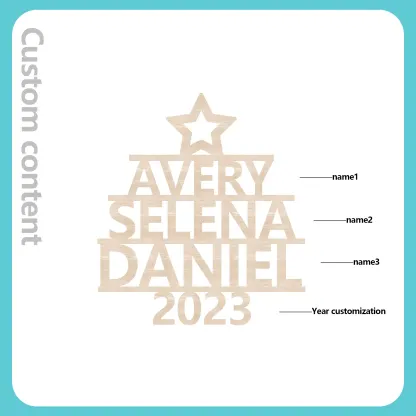 3 Names - Personalised Christmas Tree Ornaments Customised Name Xmas Wooden Decor Gifts for Family Friends-Jessemade AU