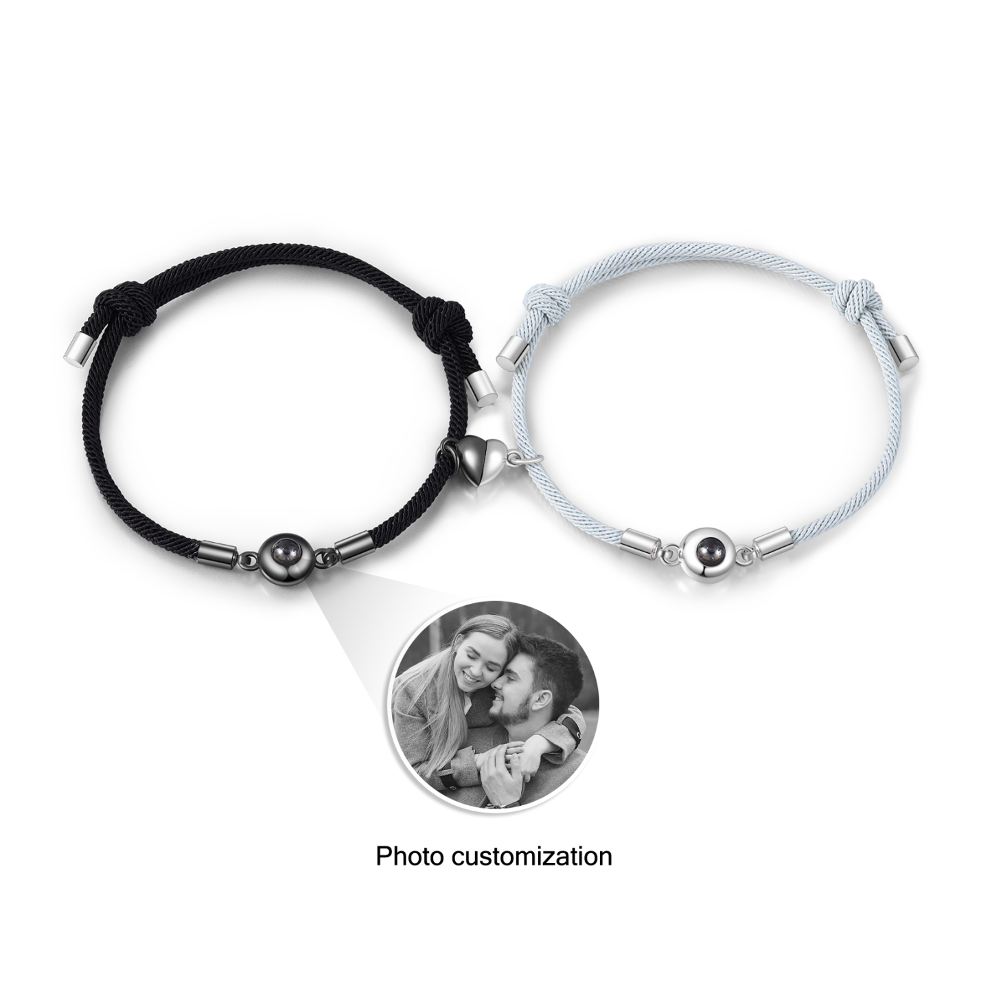 2 PCS Personalised Couple Projection Bracelet Customised 1 Photo Bracelet Adjustable Bracelet Romantic Gift For Her/Him-Jessemade AU