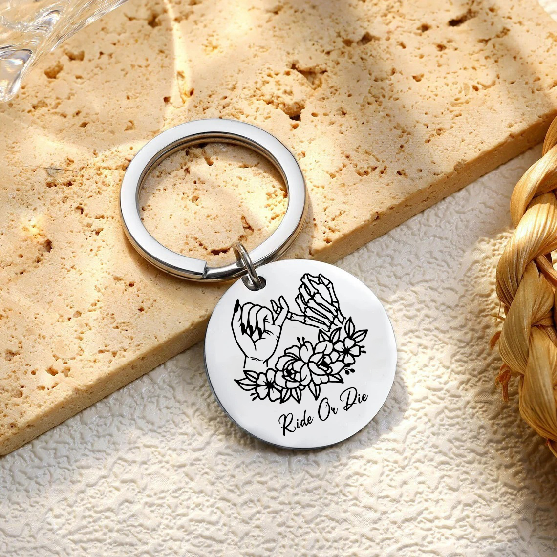 Personalised Round Keychain Custom Text Pinky Swear Keyring Gift For Friend/Sister/Bestie-Jessemade AU