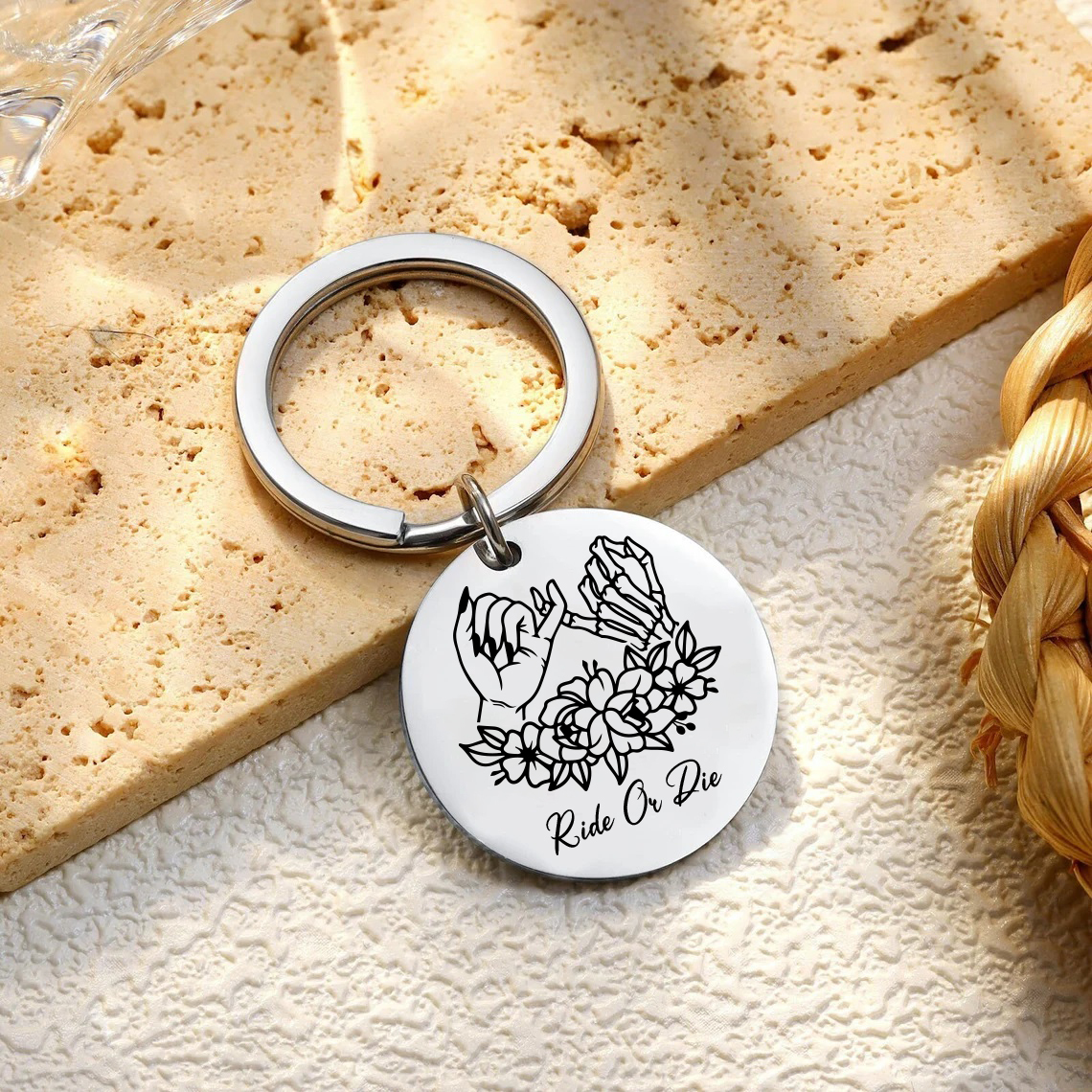 Personalised Round Keychain Custom Text Pinky Swear Keyring Gift For Friend/Sister/Bestie-Jessemade AU