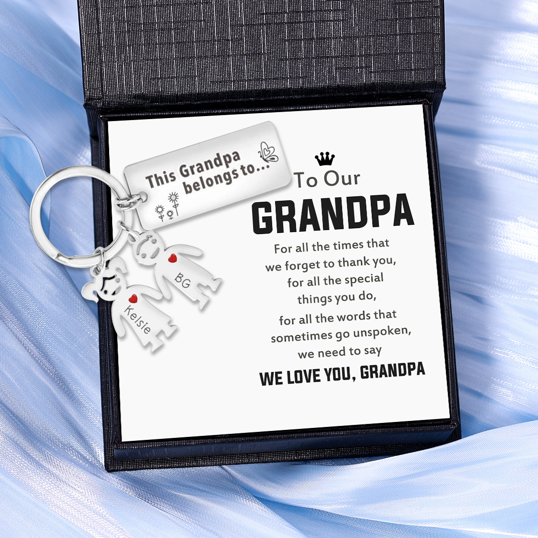 This Grandpa Belongs To Keychain Personalised Family Keychain with 2 Kid Charms Engrave 2 Names-Jessemade AU