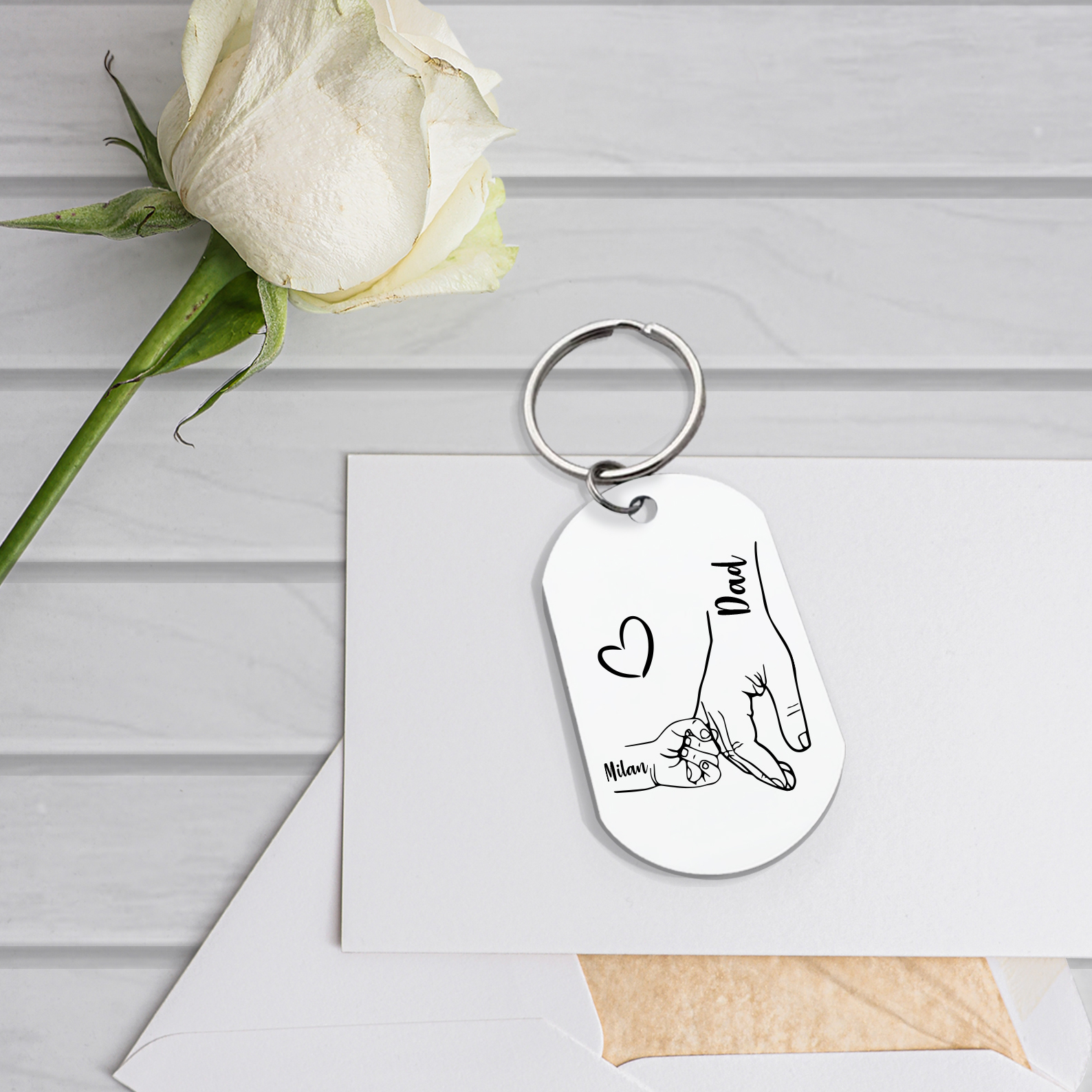 1 Name - Personalised Name Keychain Holding Hands Keychain Father's Day Gifts For Dad-Jessemade AU