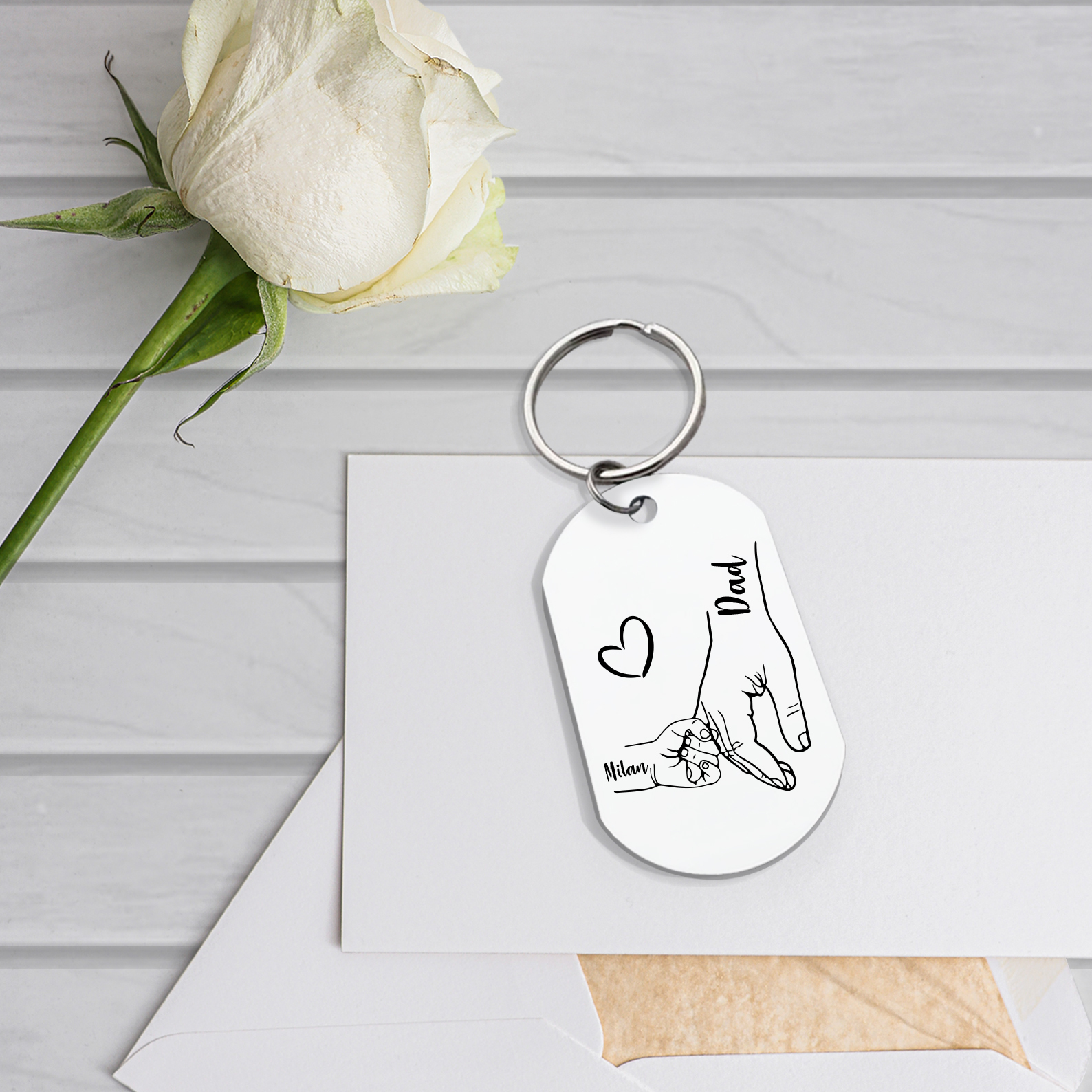 1 Name - Personalised Name Keychain Holding Hands Keychain Father's Day Gifts For Dad-Jessemade AU