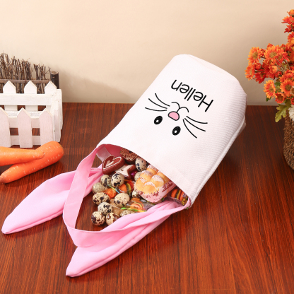 Easter Bunny Tote Bag Personalised Name Bucket Bag Bunny Basket Gifts For Kids-Jessemade AU