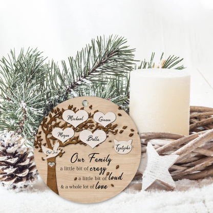 6 Names - Personalised Christmas Tree Ornaments Tree of Life Pendant with Name Wooden Gifts for Family and Friends-Jessemade AU