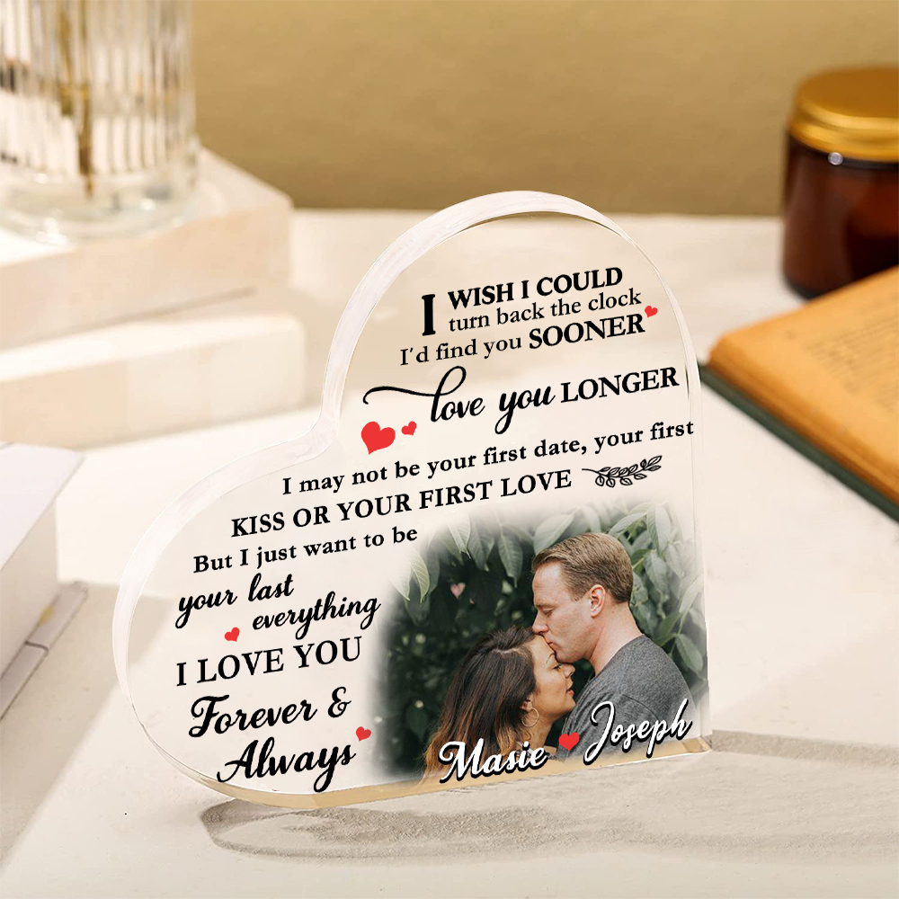 Couple Acrylic Heart Keepsake Custom 2 Names & Photo Ornament Valentine's Day Gift -  I Just Want To Be Your Last Everything -Jessemade AU