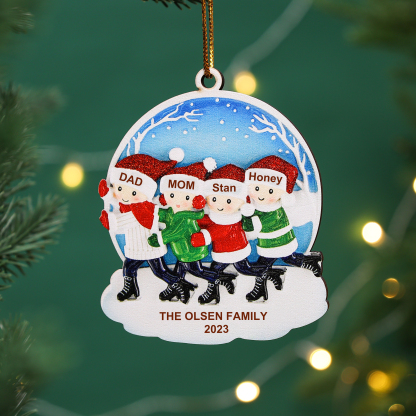 3 Names - Personalised Wooden Christmas Skate Ornament Custom Text & Name Christmas Pendant Gift for Family-Jessemade AU