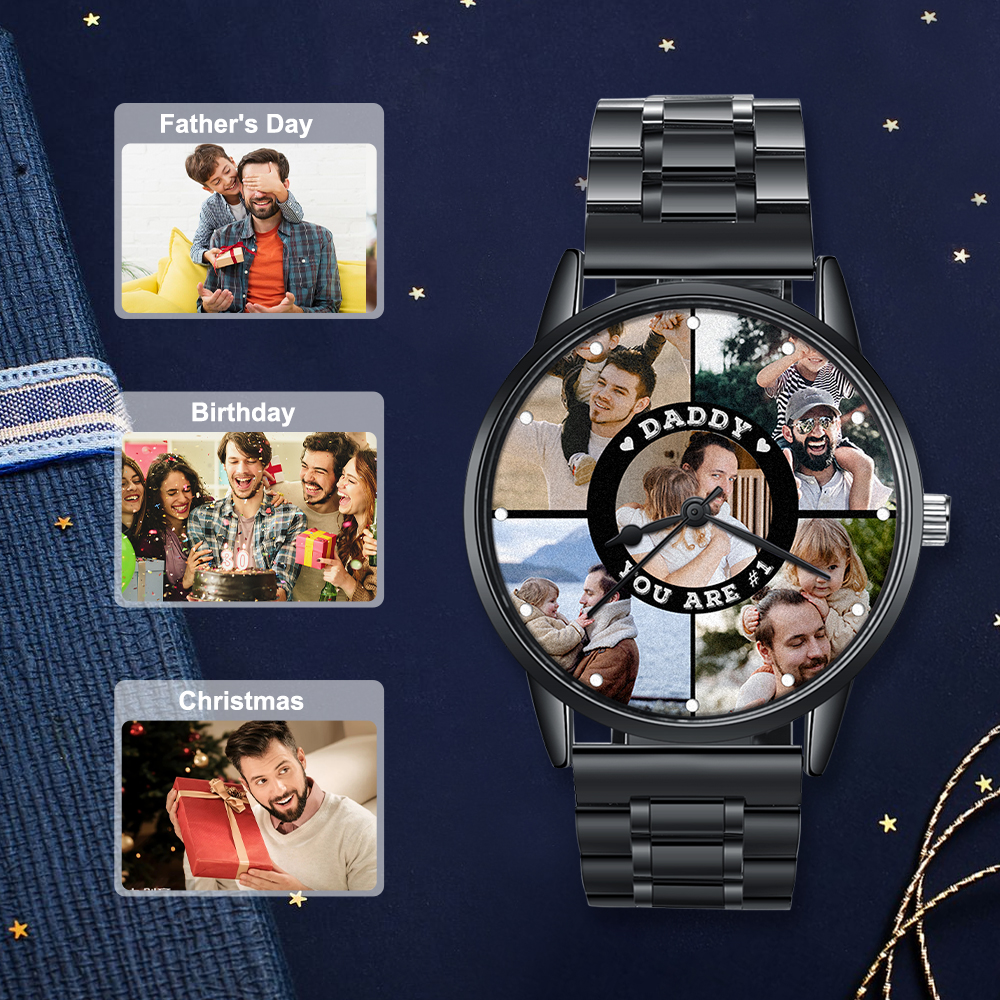Personalised Photo Watch Custom 5 Photos Mechanical Watch Gifts for Him-Jessemade AU