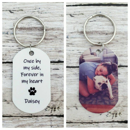 Personalised Photo Pet Loss Keychain Memorial Gift "Once By My Side Forever In My Heart"-Jessemade AU