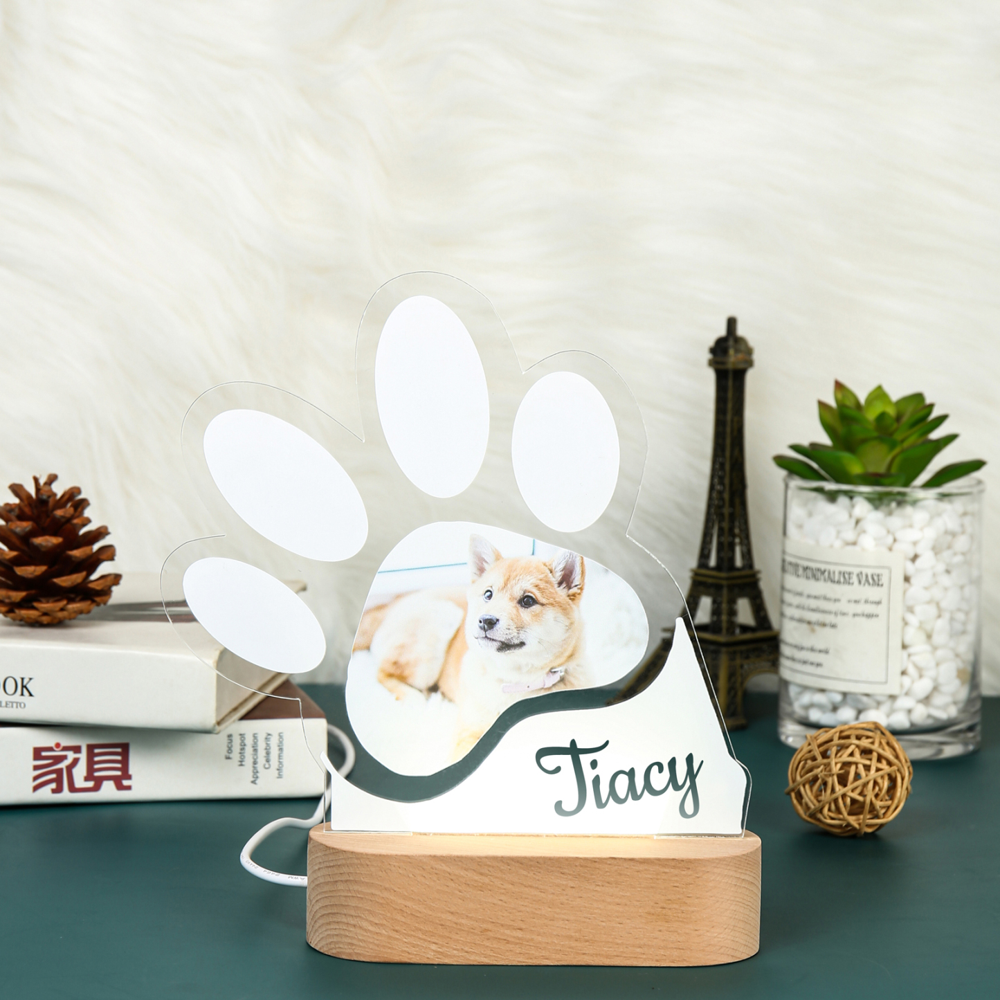 Personalised Dog Footprints Home Decoration Lamp With Custom Name Night Light Kid's Bedroom Decor Children's LED Light-Jessemade AU