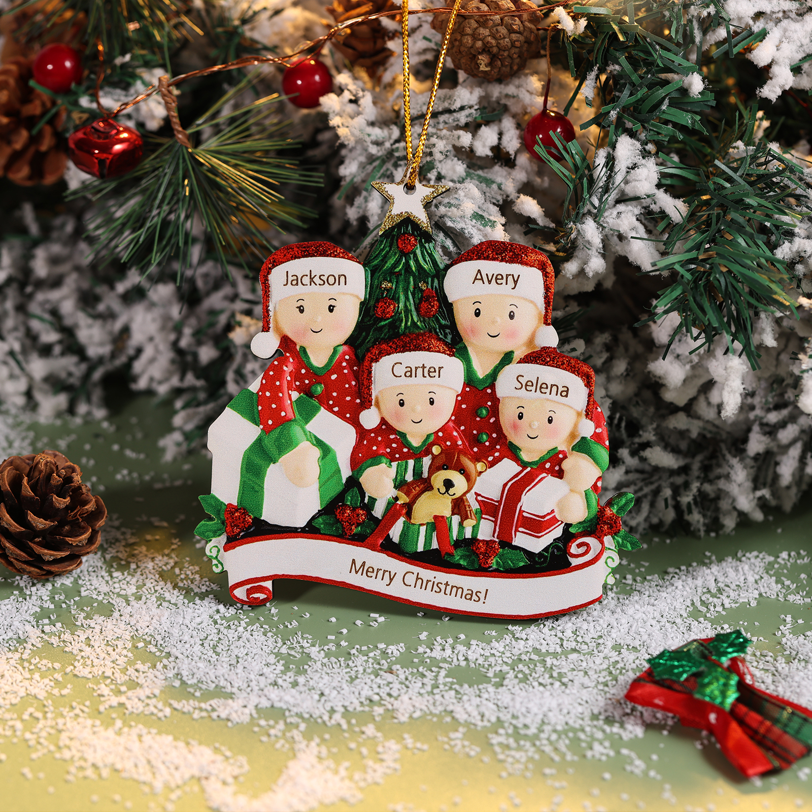 Personalised Christmas Tree Ornament Custom 4 Family Members Names Ornament-Jessemade AU