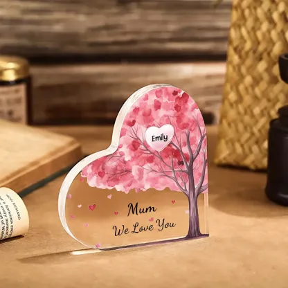 1 Name - Personalised Acrylic Heart Keepsake Custom Text Pink Tree Ornaments Gifts for Grandma/Mother-Jessemade AU