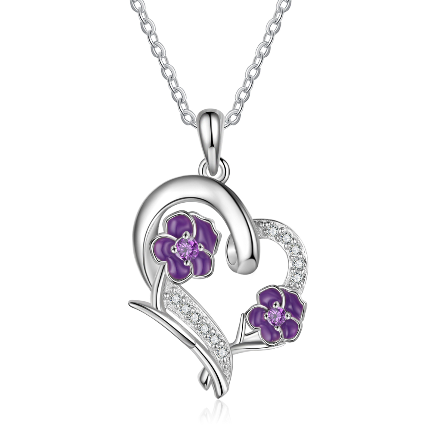 Personalised February Birthflower Necklace With Birthstones Custom 1 Name Necklace For Her-Jessemade AU