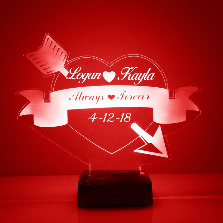 Personalised 7 Colours Changing Night Light Custom Name LED Lamp Gifts For Couple-Jessemade AU