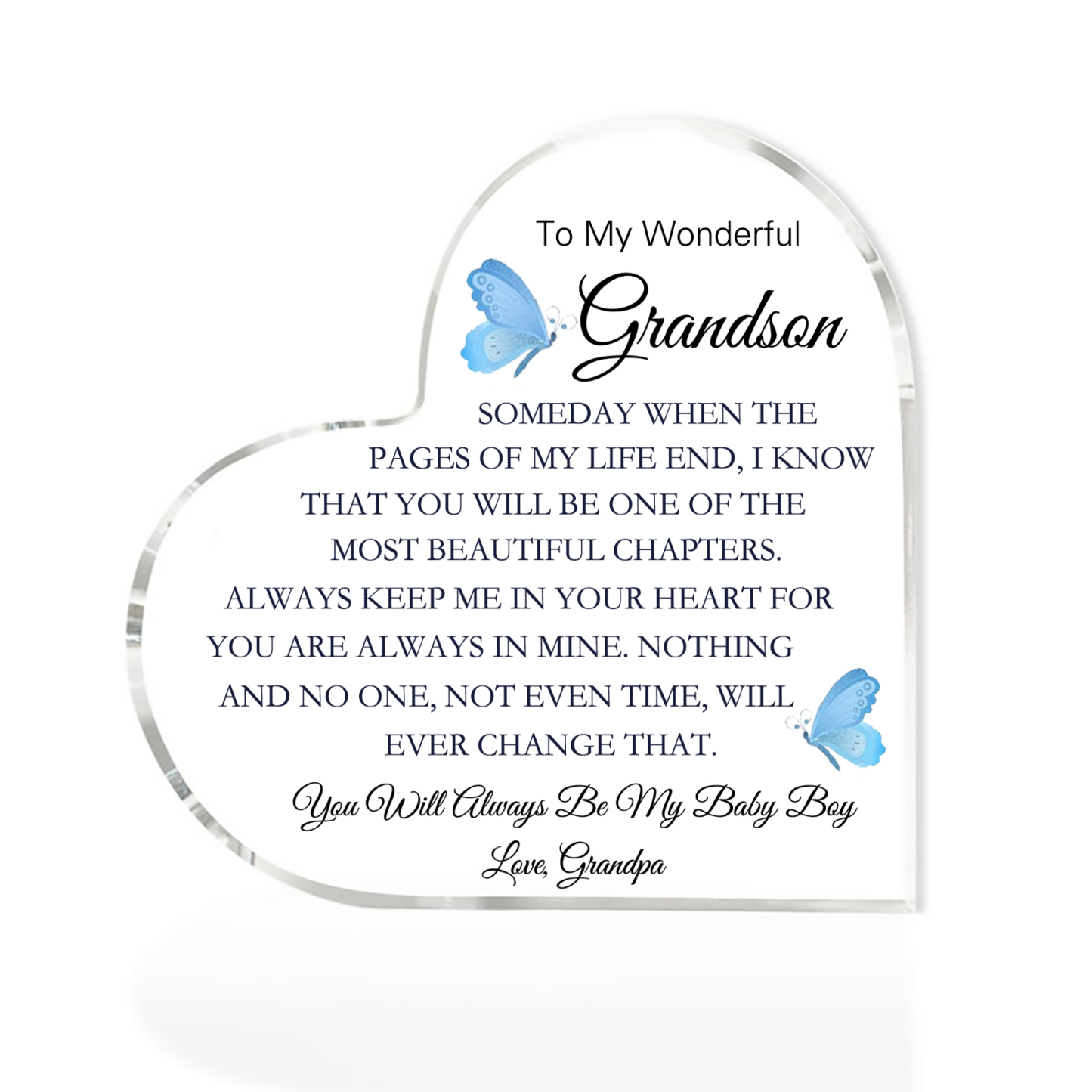 To My Grandson Acrylic Heart Keepsake To My Granddaughter Heart Ornament - You Will Always Be My Baby Girl/Boy-Jessemade AU