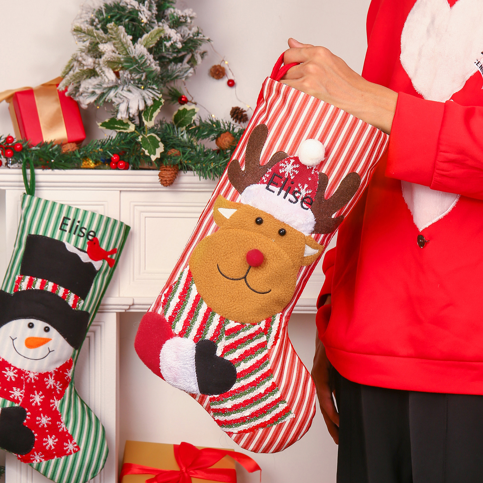 Christmas Stockings Ornaments Customised 1 Name Fireplace Decor Personalised Christmas Gifts for Family Friends-Jessemade AU