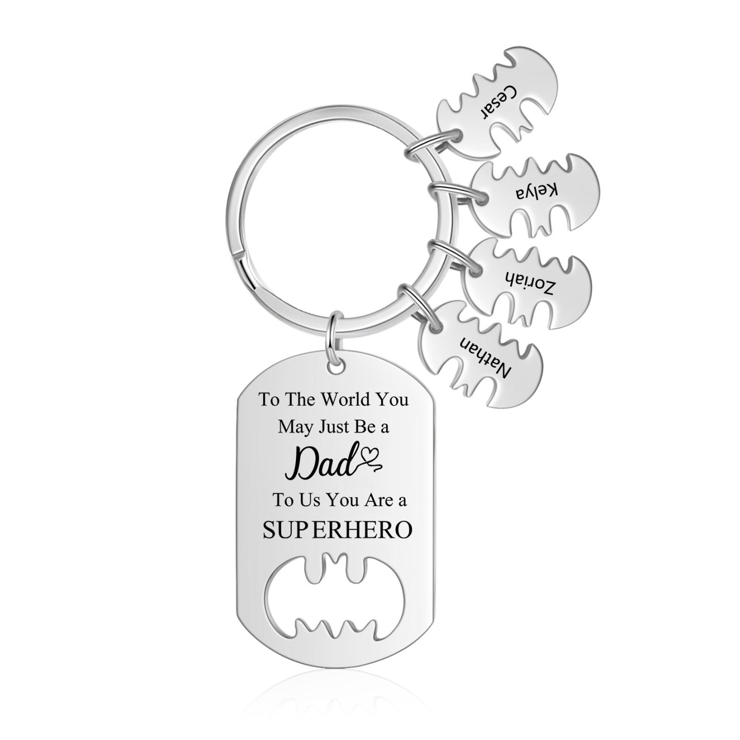 You Are A Superhero Keychain Personalised 4 Names Bat Keychain Engraved Gift for Dad/Grandpa/Grandad/Mom/Mum-Jessemade AU