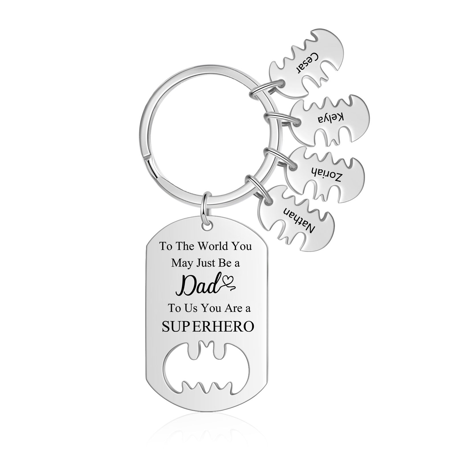 You Are A Superhero Keychain Personalised 4 Names Bat Keychain Engraved Gift for Dad/Grandpa/Grandad/Mom/Mum-Jessemade AU