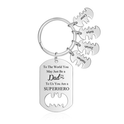 You Are A Superhero Keychain Personalised 4 Names Bat Keychain Engraved Gift for Dad/Grandpa/Grandad/Mom/Mum-Jessemade AU