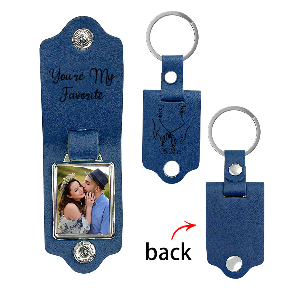 Pinky Swear Personalised Photo Keychain Customised Text & Date & 2 Names Leather Keyring Gifts for Couples/Friends-Jessemade AU